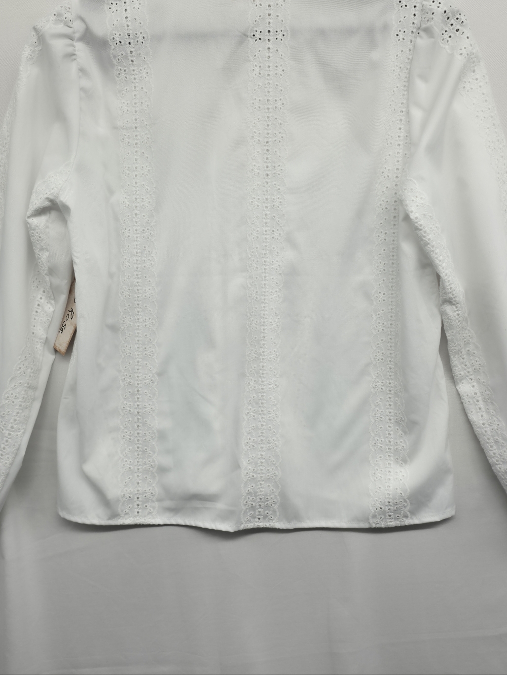 Indigo Rose White Eyelet Lace Blouse NWT Boho Cottagecore Split Neck Long Sleeve - Picture 13 of 16